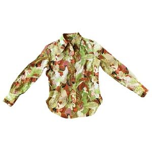 Art Nouveau Button Down Shirt - Green and Red